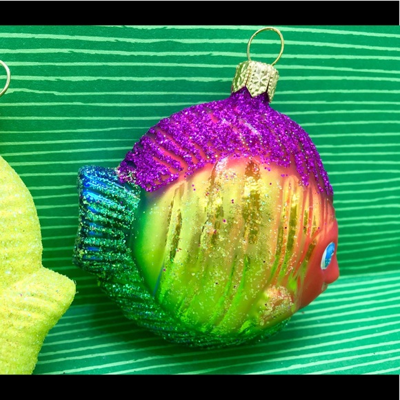 2 Polish Glass Coral Reef Fishes Xmas Ornaments - Picture 8 of 8